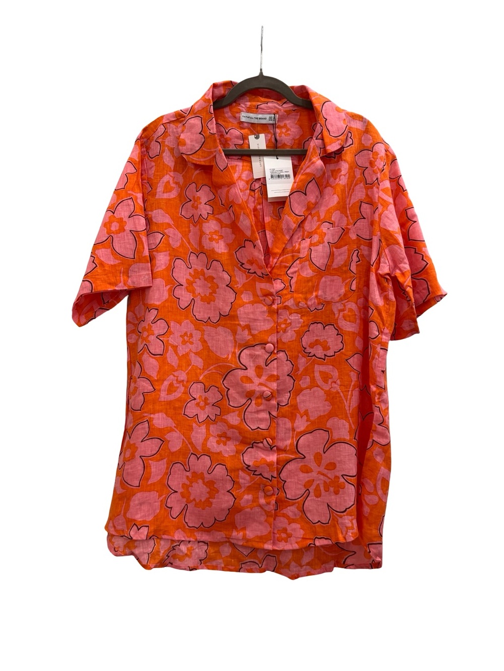 Faithfull the Brand Orange and Pink Floral Button-Down Shirt - Picture 4 of 7